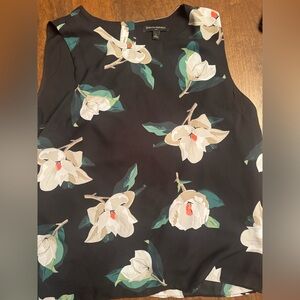 Loft Magnolia Print black shell blouse women’s large